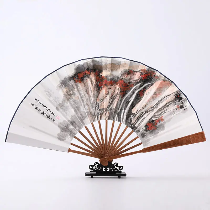 

Summer Portable Folding Fan Antiquity Calligraphy Painting Hanfu Matching Hand Fan Chinese Classical Cultural Craft Gift Abanico