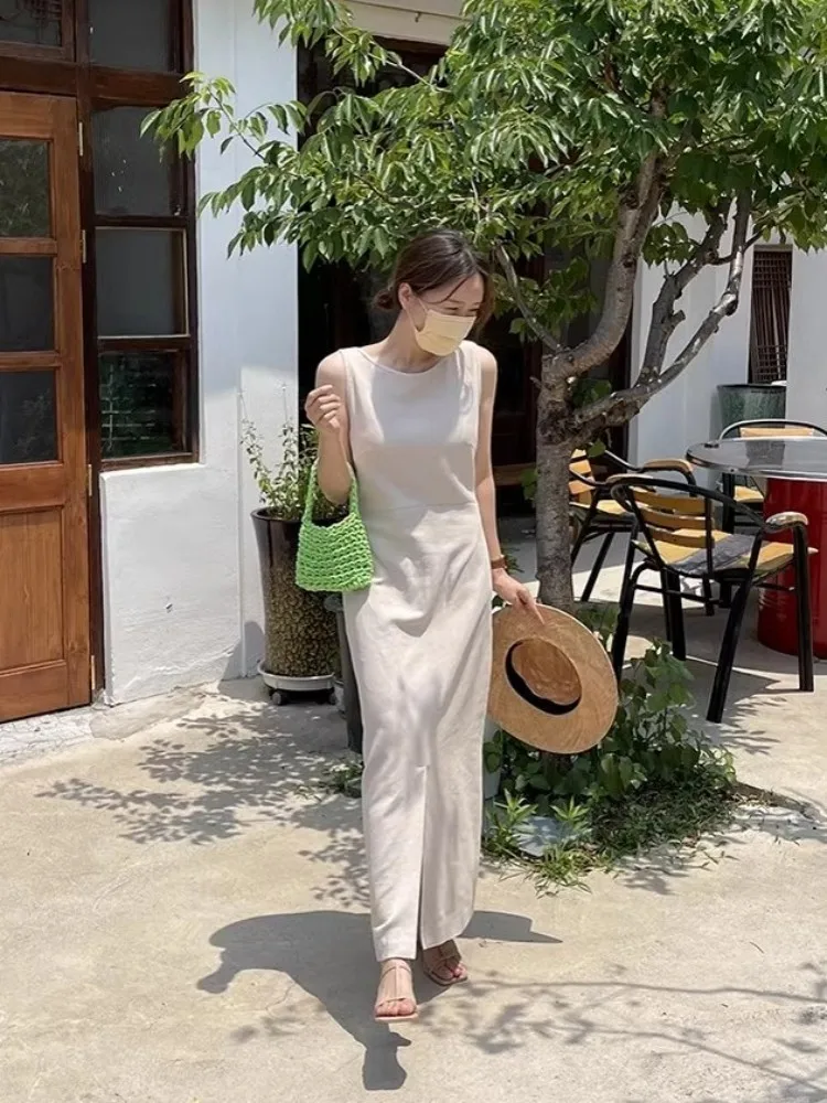 Harajuku Cotton Linen Long Dress Women Casual Vintage High Waist Pullover  Long Dresses Sleeveless Summer Office Lady Tank Dress - AliExpress Harajuku Cotton Linen Long Dress Women Casual Vintage High Waist Pullover Long  Dresses Sleeveless Summer Office Lady Tank Dress - AliExpress