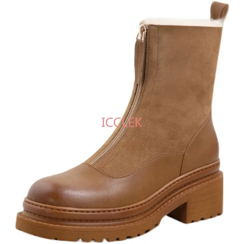 Rabbit Tribe New Chelsea Boots Donna Platform Stivaletti Donna Fur Short Chunky Punk Gothic Stivali Con Cerniera Anteriore Foderati In Pile