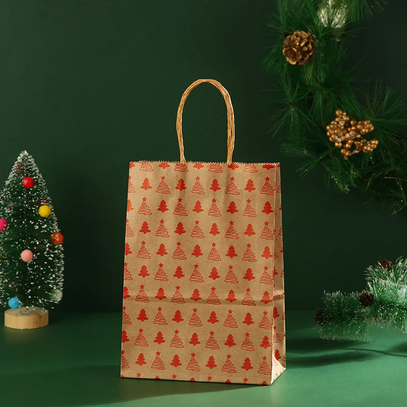 12 Pièces Sac Cadeau Noel Grand Format, Sac Kraft avec Poignée