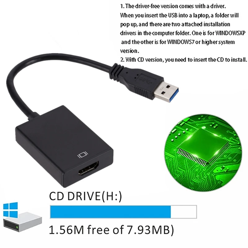 USB 3.0 to HDMI-Compatible Converter Multi Display Graphic Adapter HD 1080P For PC Laptop Projector HDTV LCD Free Driver Cable usb adapter converter