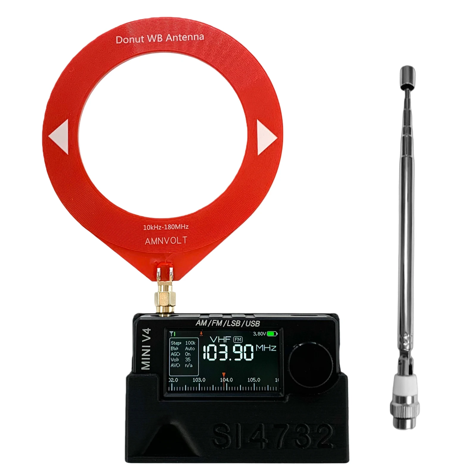 CNC 메탈 ATS MINI V4 풀밴드 DSP 라디오 SI4732 ESP32 S3 HF SW MW VHF 수신기 (1.9인치 화면, 고임피던스 앰프 탑재)