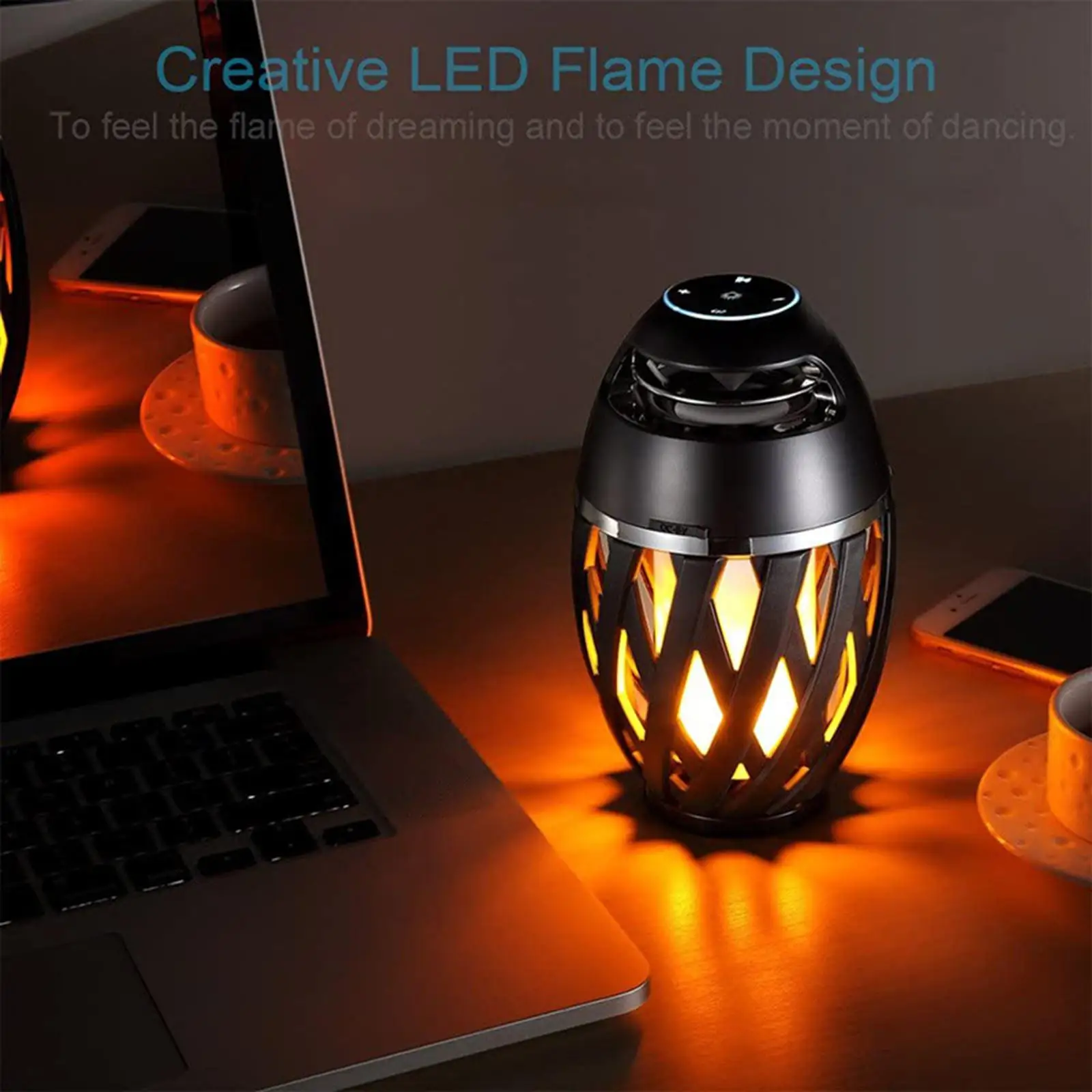 Bluetooth Speaker LED Flame Table Lamp Atmosphere Bluetooth Speaker Night Light For Indoor Outdoor Torch Atmosphere Bluetooth Speakers Waterproof