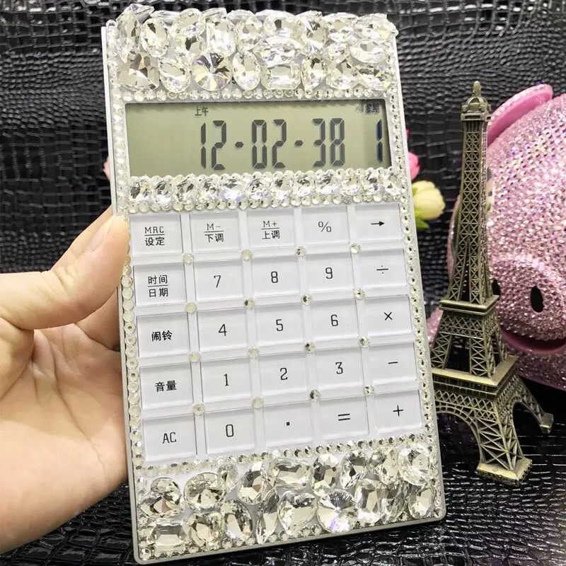 Boutique Luxury Office Electronic Calculator School & Office Electronics Creative Calculator Desktop Computer Rhinestone Crystal