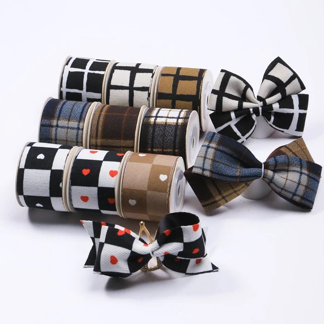 5 Yards 25MM 38MM Striped Plaid Preppy Style Ribbon For Hair Bows DIY  Crafts Handmade Accessories