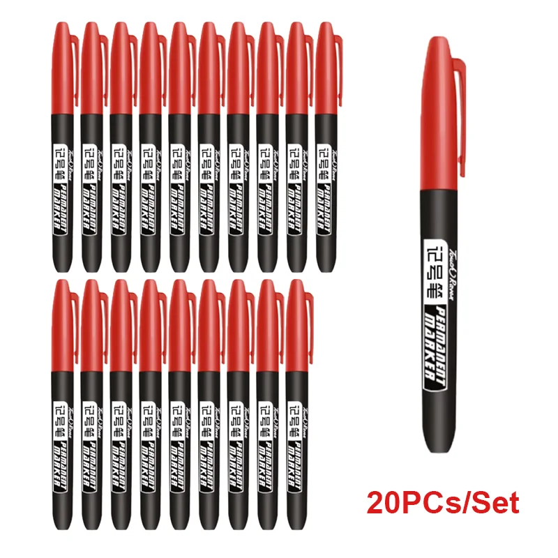 6-Piece Set of Waterproof Fine Point and Thick Nib Markers in Black, Blue, and Red Ink