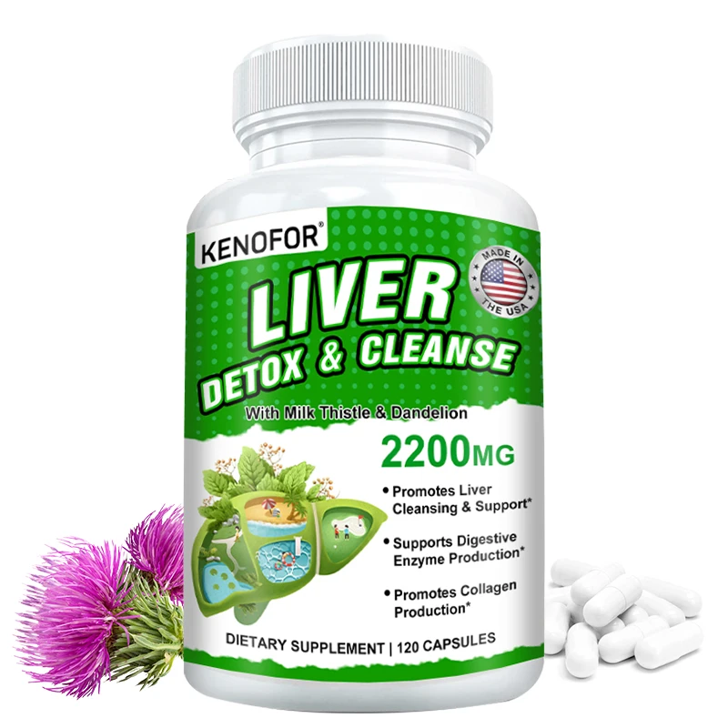 

Kenofor Liver Cleanse and Detox Supplement - with Milk Thistle Extract - Supports Healthy Liver Function - 120 Capsules