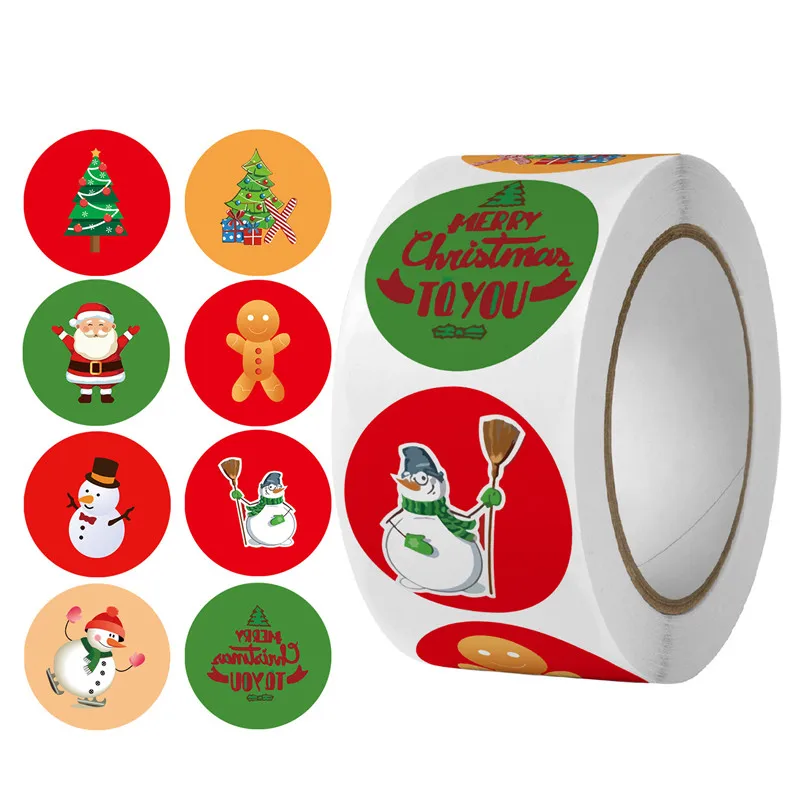 

50-500pcs Christmas Stickers Scrapbook 1inch Sealing Label Stickers For Party DIY Packaging Stationery Stickers Labels