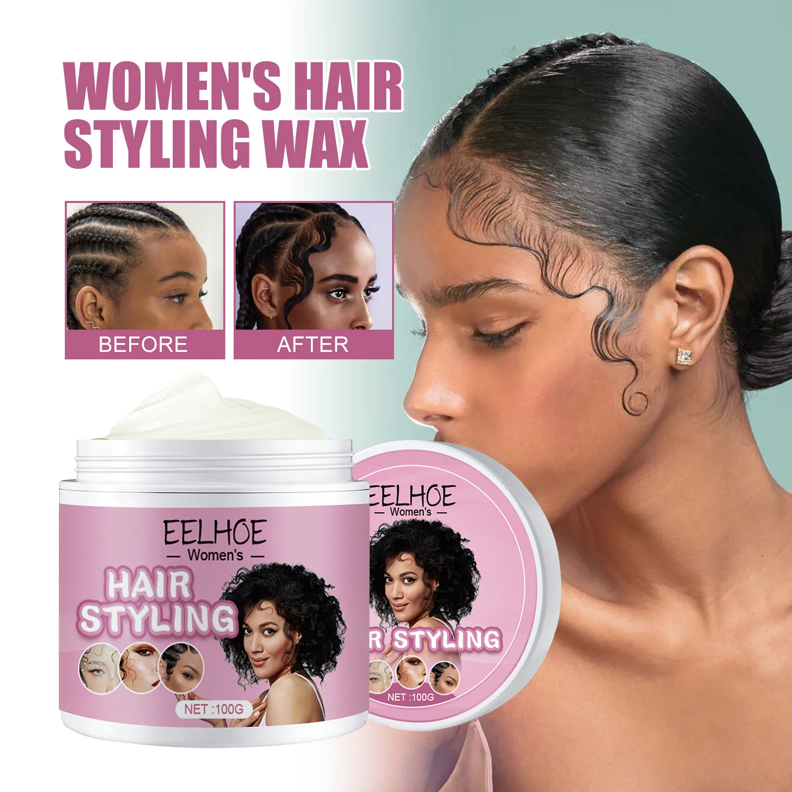 

100g Women's Hair Styling Wax Long-Lasting Hair Styling Smoothing Frizz Broken Hair Finishing Natural Luster Styling Hair Balm