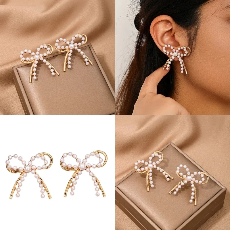 

Элегантный аксессуар для ушей с двойным бантом, привлекательные серьги с двойным бантом, стильные серьги-гвоздики для любителей