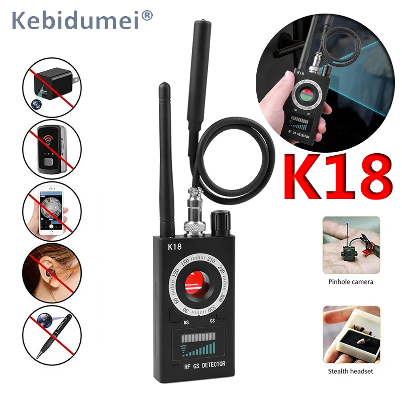 K18 Anti Candid Camera Detector Bug Wiretapping Finder GPS Signal Wireless Lens RF Spy Tracker