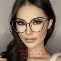 Big Riangular Cat Eyes Frame Clear Lens Glasses Simple Myopia Nerd Spectacles Degree -0.5 -1.0 -2.0 -3.0 -4.0 to -6.0 1