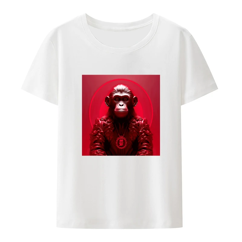

AI Generated Red Ape Cotton T-shirt Creative Men Clothing Top Y2k Tops Pattern Novelty Koszulki T-shirts for Women Cool O-neck