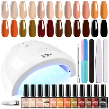 Kit de uñas con lámpara UV, esmalte de uñas de gel de secado rápido con juego de herramientas de cuidado de manicura, traje para la creación de bricolaje del salón en casa