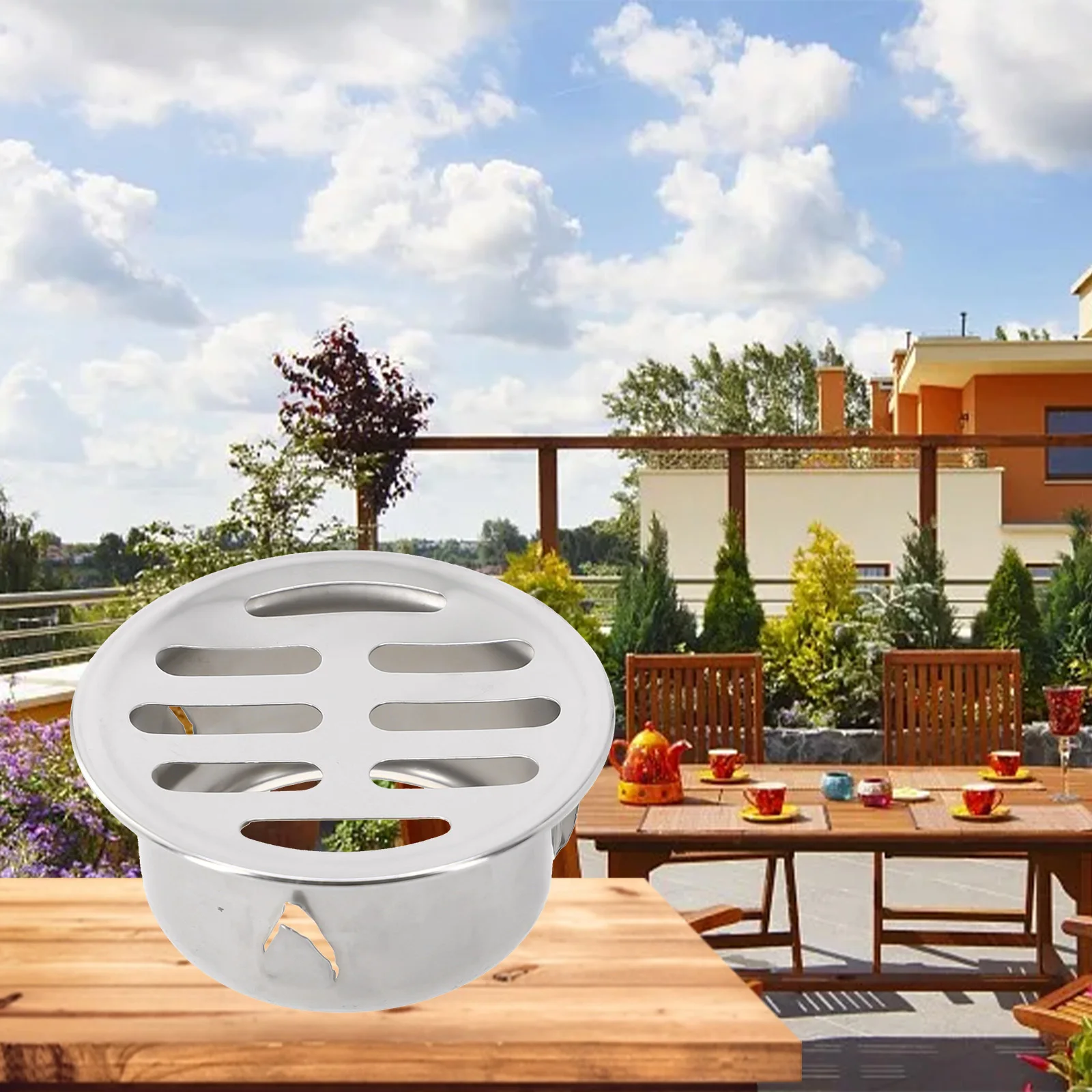 

Cover Floor Drain Balcony Floor Drain Deodorant Stainless Steel Drainage Durable Exhaust Pipe End Garden Large