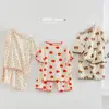 2025 Summer New Girls Home Clothes Costume Short-sleeved Floral Suit Baby Two-piece Set Korean Version Pajamas Homewear Suit 6
