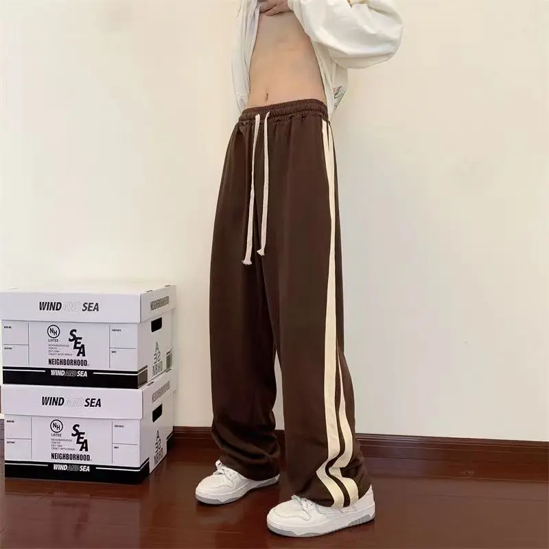 Stripe Sweatpants Women Y2k Streetwear Korean Fashion Casual Wide Leg Pants Loose Vintage Joggers Spring Summer Black Trousers