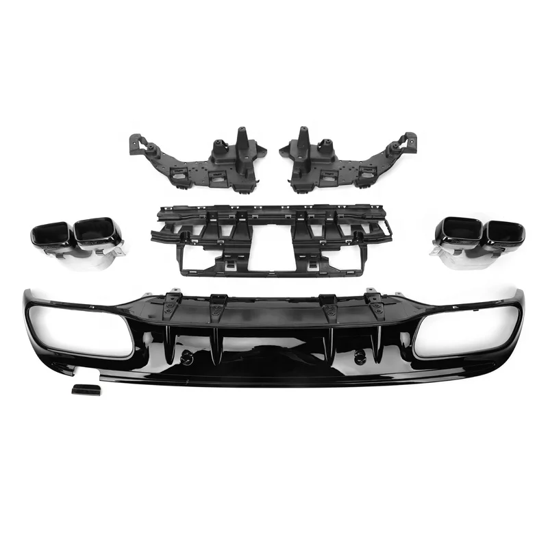 

For 2015-2017 Benz W205 C63 Sedan ABS Glossy Black Car Rear Diffuser kits Bumper Protector with exhaust tips