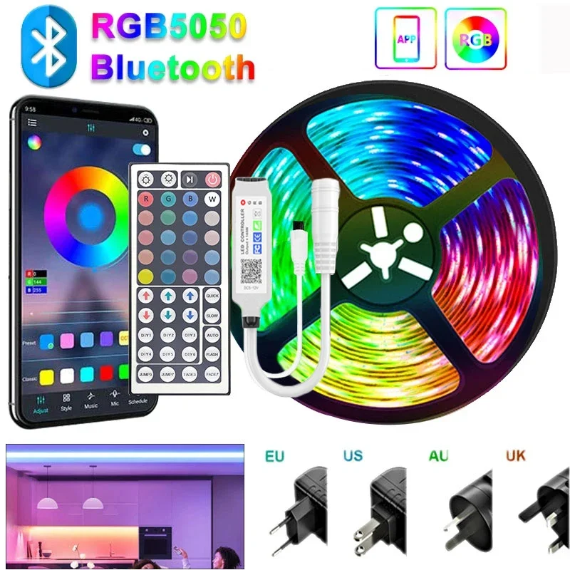 

Светодиодная лента, 20 м, освещение для комнаты, 12 В, Rgb-лента, 5050, 10 м, красочная Светодиодная лента для детей в стену, 5 м, Светодиодная лента, свет, светодиодная подсветка телевизора