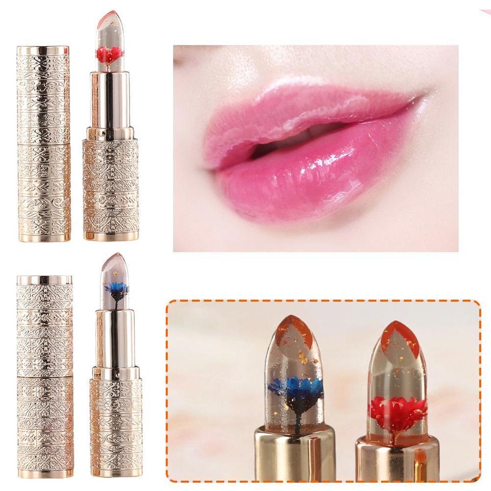 Petal Flower Lipstick 3color Transparent Moisturizing Jelly Lip Balm Color Change Lip Gloss  Long-lasting Lip Balm Cosmetic