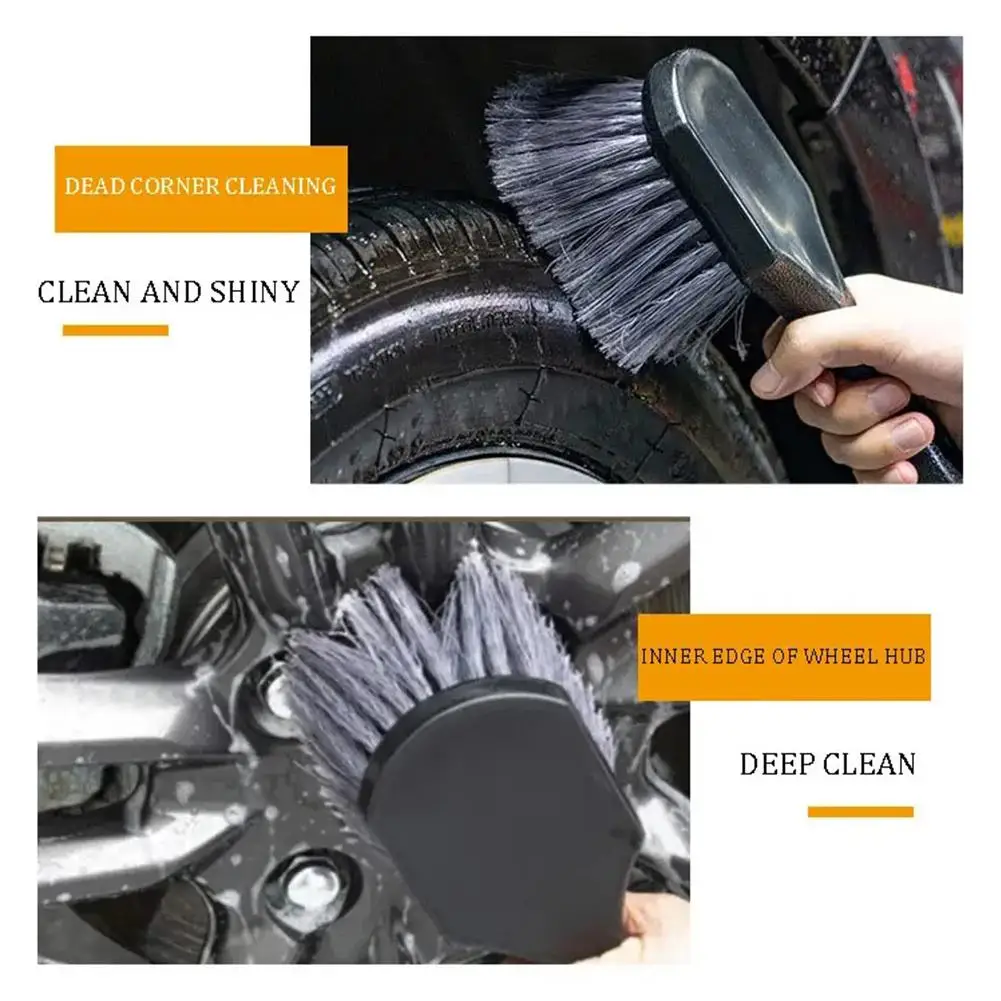Motorcycle Car Long Handle Wheel Hub Brush Dust Brush Multi-functional Elbow Knife Cleaning Car Door Slot