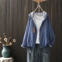 Large size blouses for women autumn spring hooded long sleeve single-breasted shirts adjustable women's clothing - Image 5