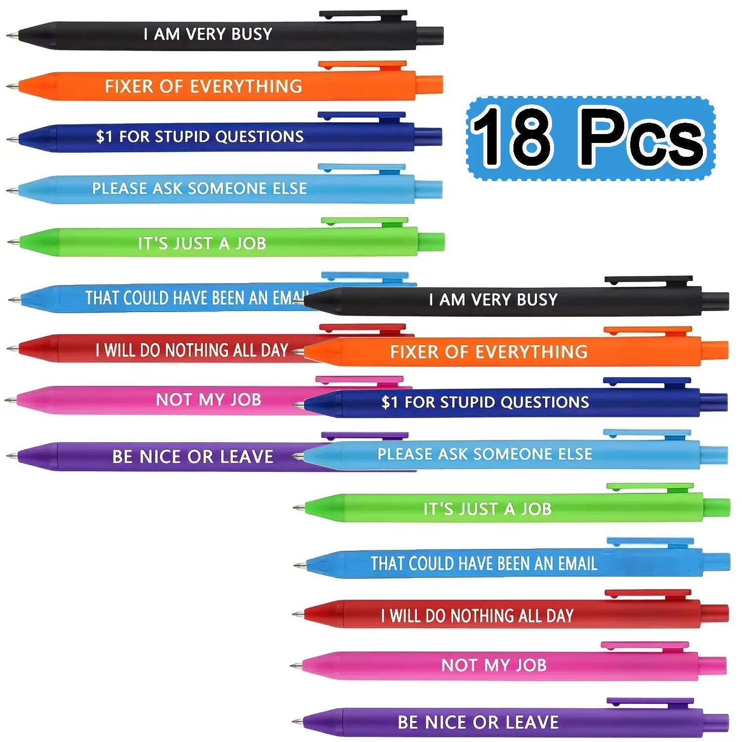 Fun & Satirical Quote Ballpoint Pen Set - Amusement Park Edition