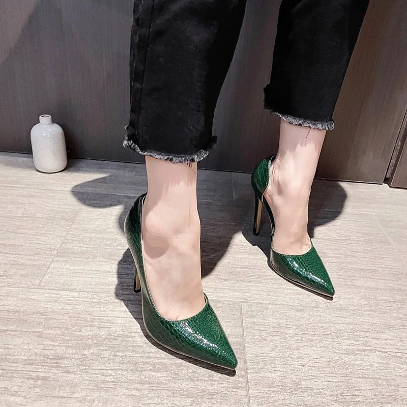 

Green Heels For Women Luxury Pointed Toe Party Dress Shoes Classic Ladies Office Pumps Women Shoes Size 42 Salto Feminino