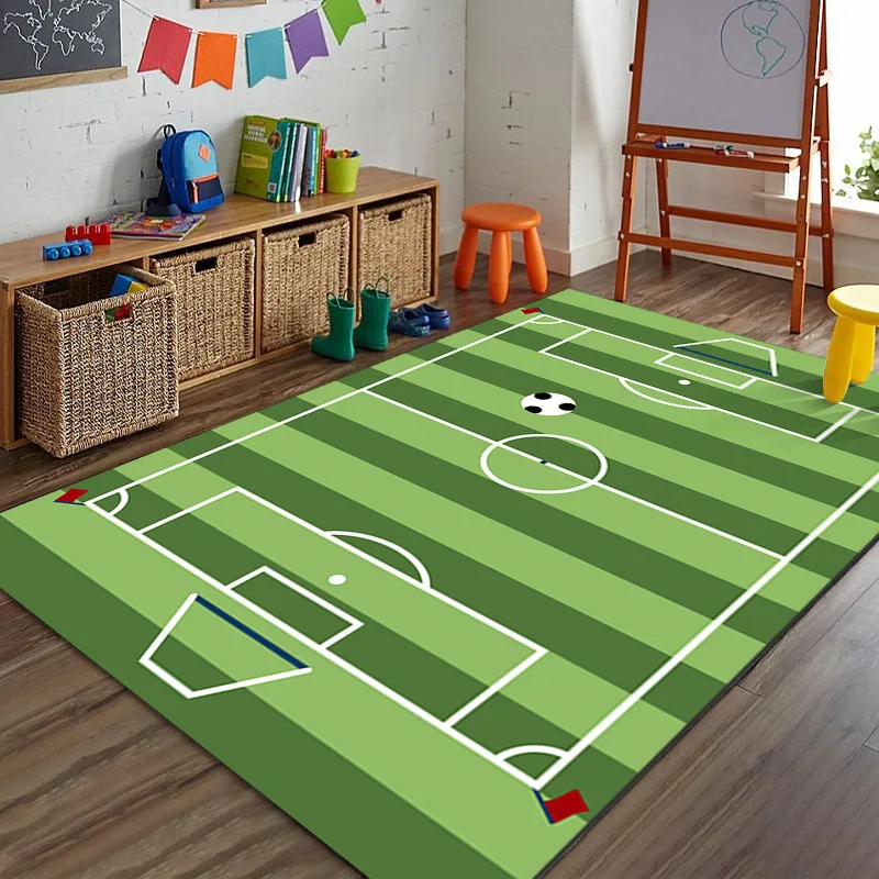Cartoon Soccer Field Anti-slip Carpet Bedroom Living Room Kitchen Floor Rug Soft Children's Early Education Door Mat Home Decor 6