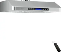 36 inches Under Cabinet Range Hood, 900 CFM Stainless Steel Kitchen Chimney Vent, 4 Speed Touch Screen Control With Remote 1