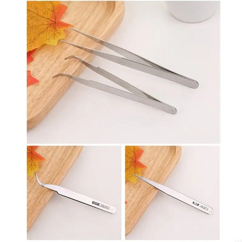 6Piece Stainless Steel Tweezers Set Bent Straight Tweezers Multiple Purpose For Precise Handling In Diversed Fields
