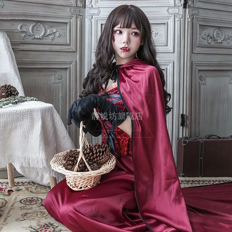 Halloween Evil Little Red Riding Hood Costume Carnival Cosplay Hood Cape Dress Gothic Horror Outfit For Adult Women - Cosplay Costumes - AliExpress