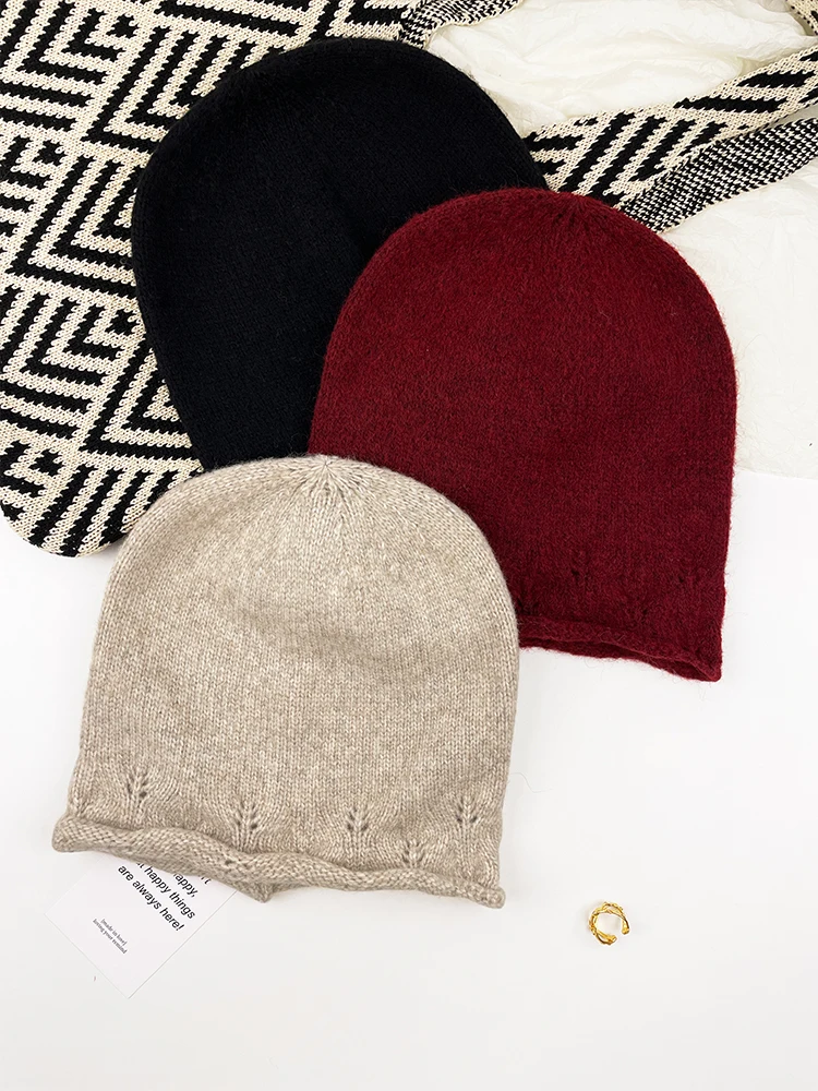 Gekräuselte gestrickte Mützen für Frauen & Männer Winter warme Gehörschutz hüte Unisex Skull ies Cap Outdoor Ski kälte feste Pullover Mütze – Detail 8