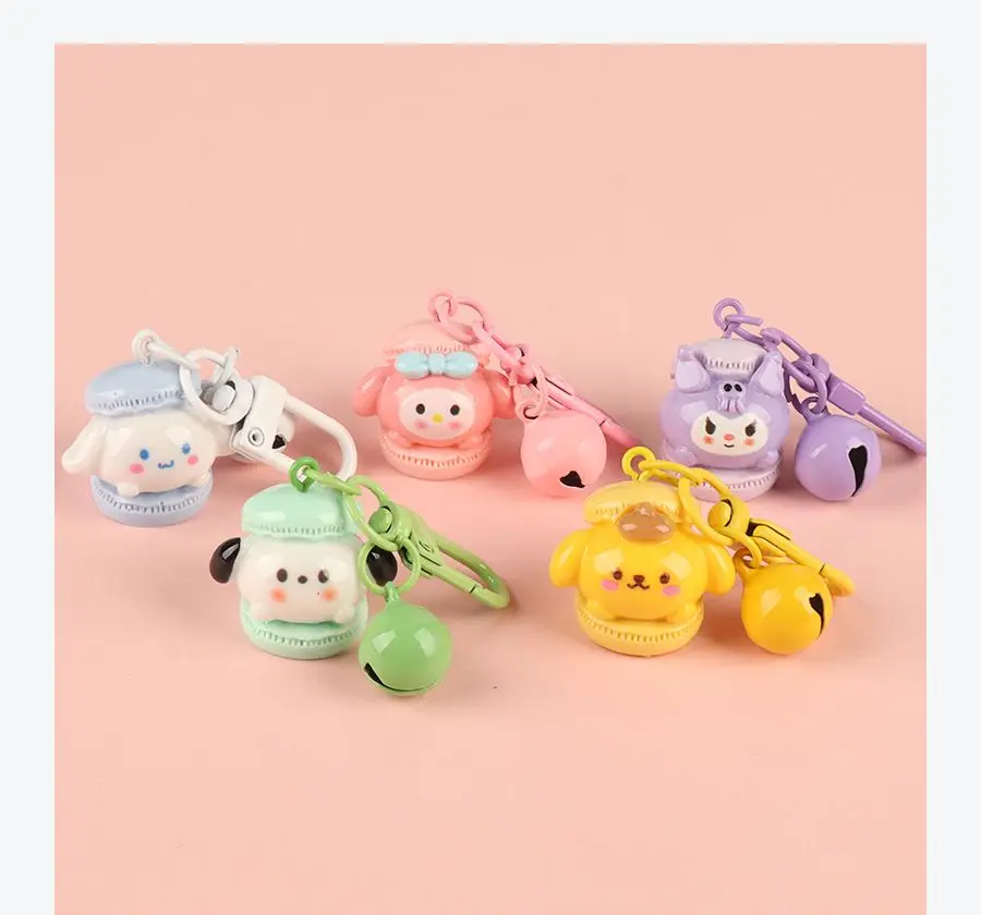 2Pcs Cute Little Animal Bell Portachiavi Girls Cartoon Macaron Colorful Bell Hanging Bag Ciondolo Portachiavi Gioielli Regalo Cha