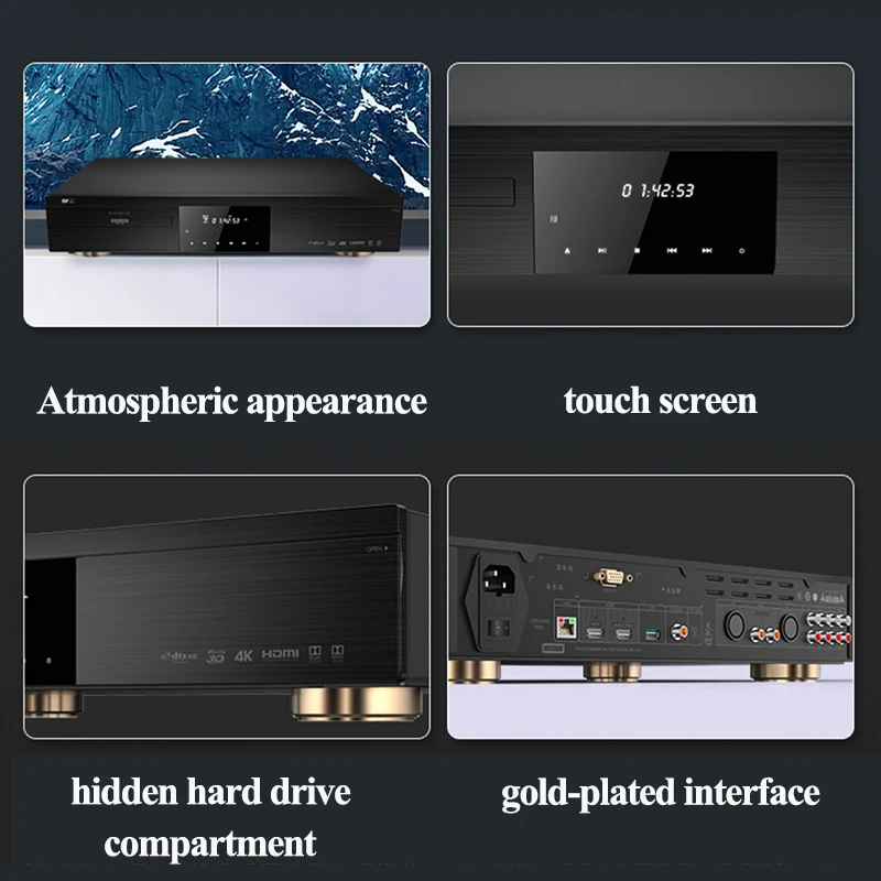 GIEC G5800 4K UHD Blu-ray player DVD player HD hard disk for home With hard disk compartment DTS decoding 12bits color
