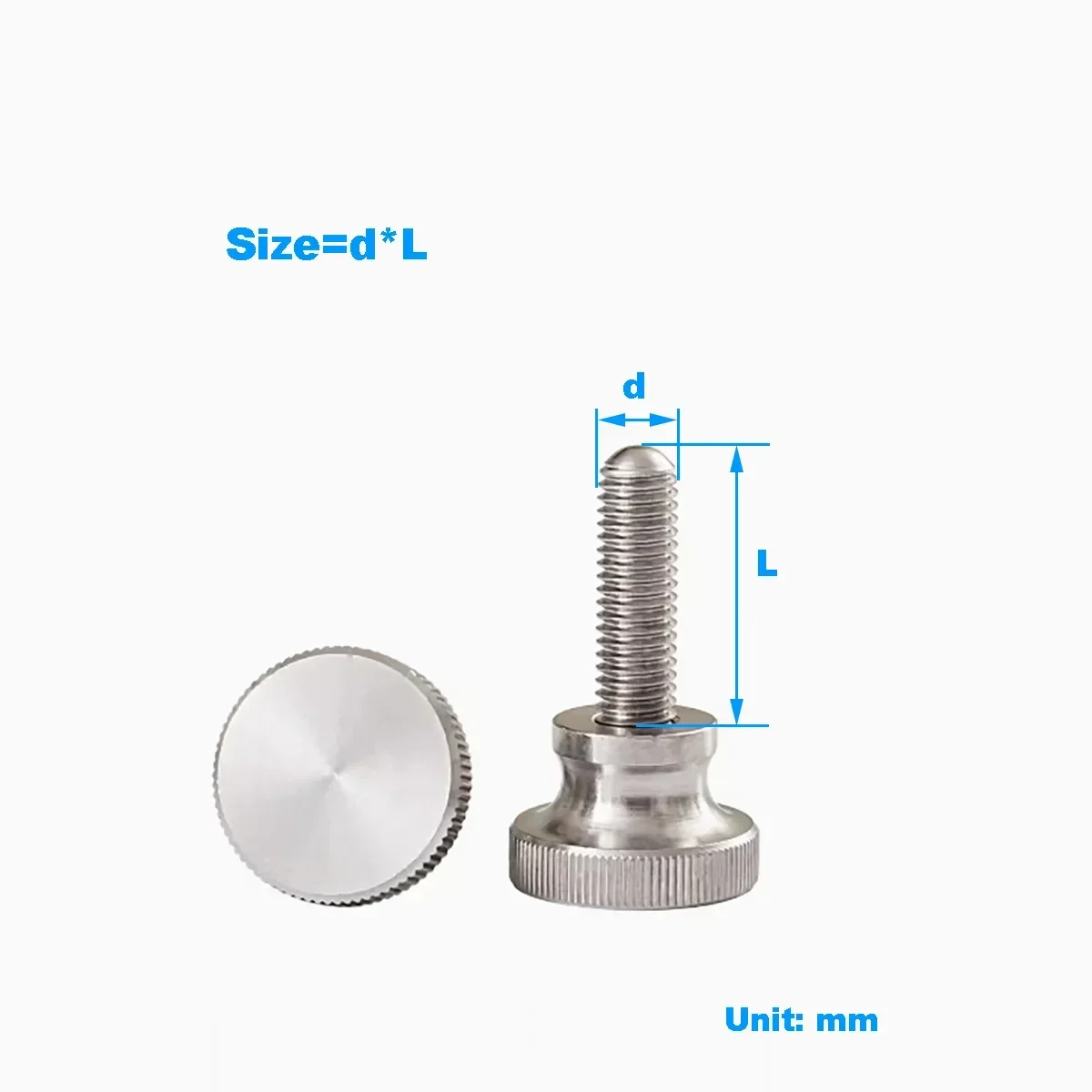 

304 Stainless Steel High Head Knurled Hand Twisted Screw / Hand Twisted Step Bolt M2M3M4M5M6M8M10