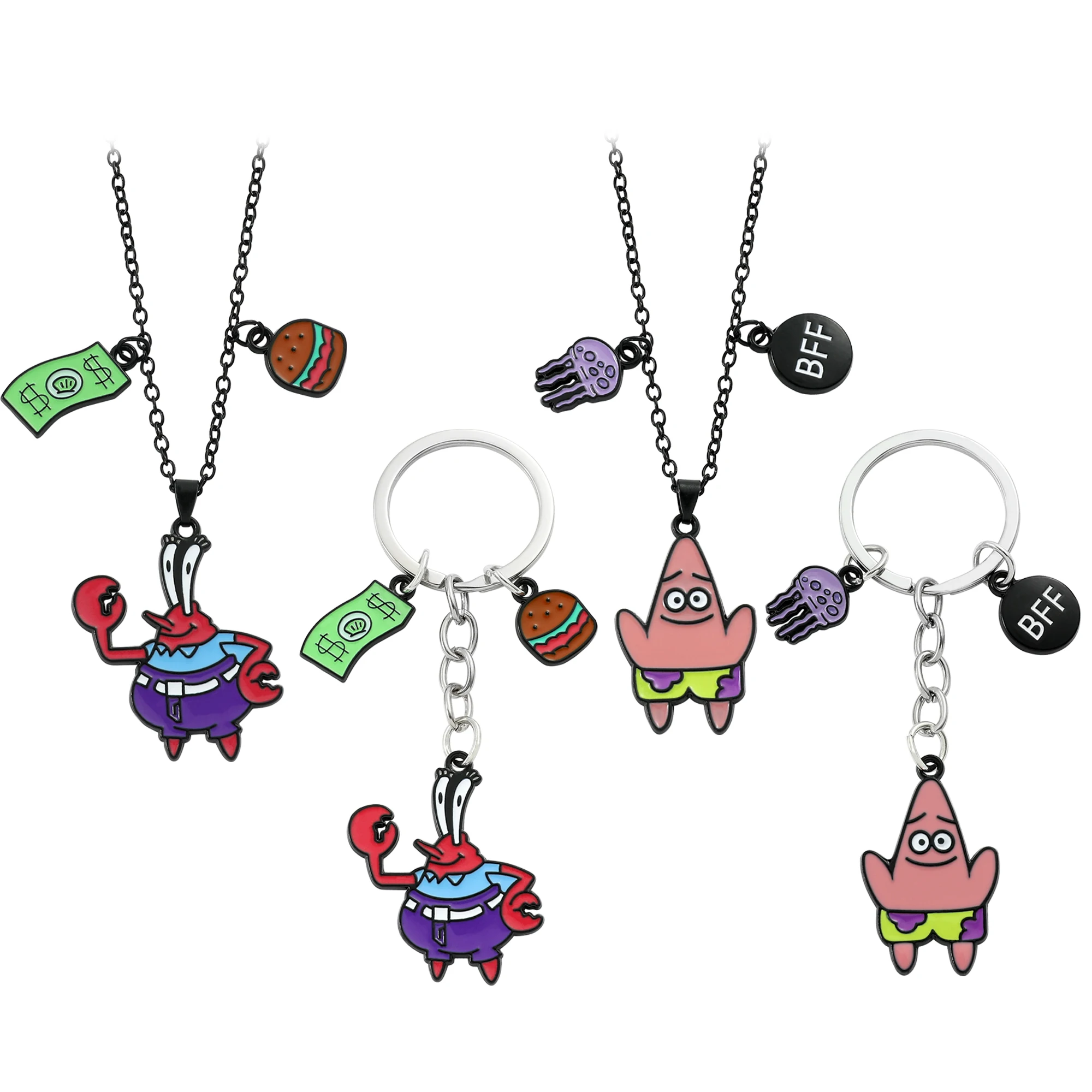 

SpongeBob SquarePants Necklace Keychain Accessories Captain Eugene H Armor Abs Krabs Patrick Star KeyRing Hanging Ornament