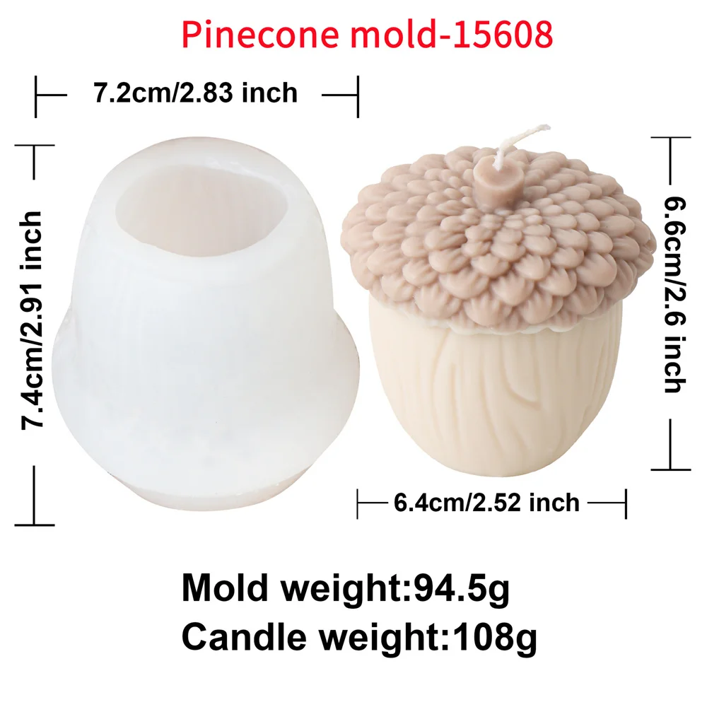 Silicone Mold Silicone Candle Mold Aromatherapy Candle Mold 3D Pinecone Big Acorn Candle Mold Silicone Pine Cone Aromatherapy Soap Mold DIY Hazelnut Nut Plaster Resin Home Craft Party Gift