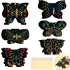6/12Pcs Set Magic Scratch Art Butterfly Scratch Drawing Paper Bookmarks Kids Painting Book Creative Card Sticker Educational Toy 1
