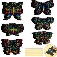 6/12Pcs Set Magic Scratch Art Butterfly Scratch Drawing Paper Bookmarks Kids Painting Book Creative Card Sticker Educational Toy 1