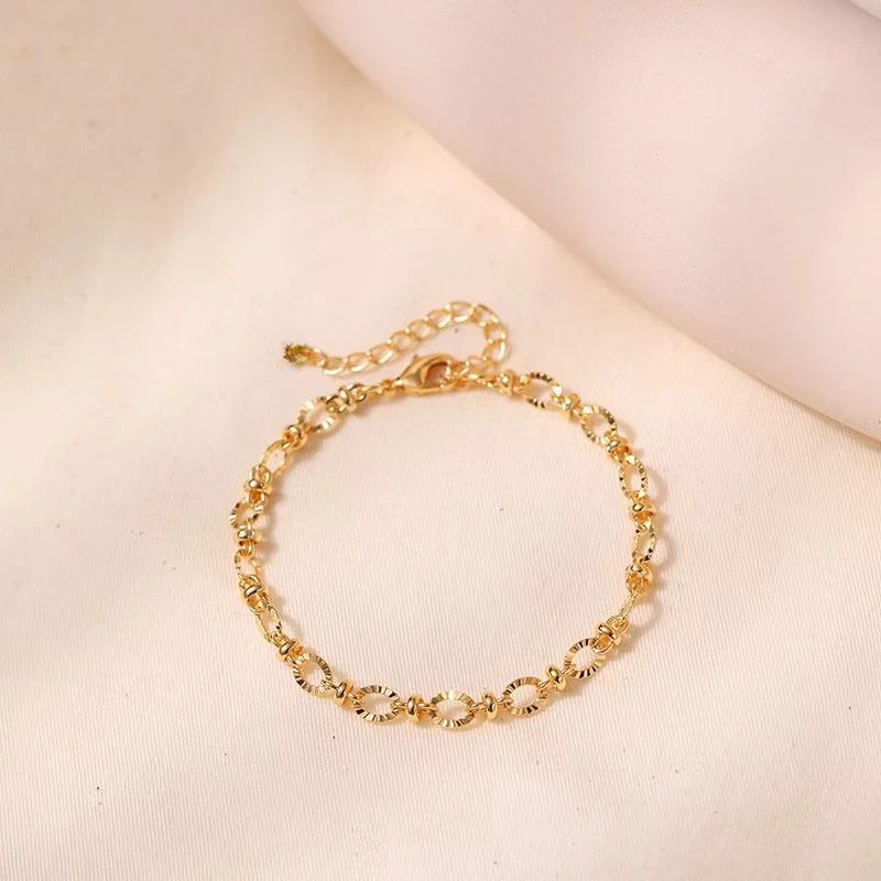 New charms 18k Gold Filled exquisite Chain Bracelets for Women fashion Wedding Party Gifts Street Versatile jewelry 18+4cm