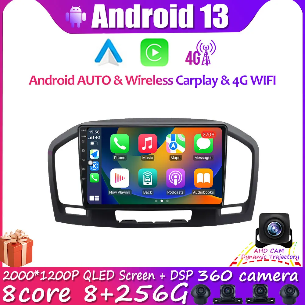

9 дюймовый Carplay 4G LTE IPS Android 13 WIFI DSP 8 + 128G для Buick Regal 2009-2013 Caplay Автомагнитола Мультимедиа GPS Навигация стерео