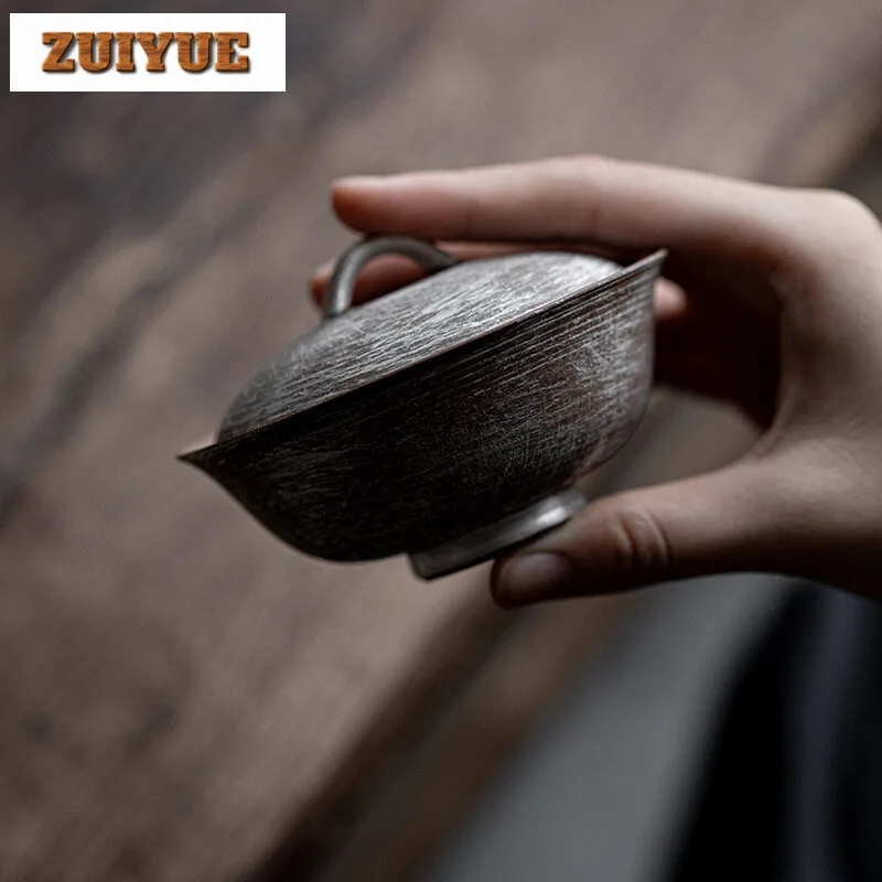 120ml Handmade Gilt Silver Cover Bowl Household Anti Scald Gaiwan Boutique Tea Tureen Tea Making Services Decoration Gifts