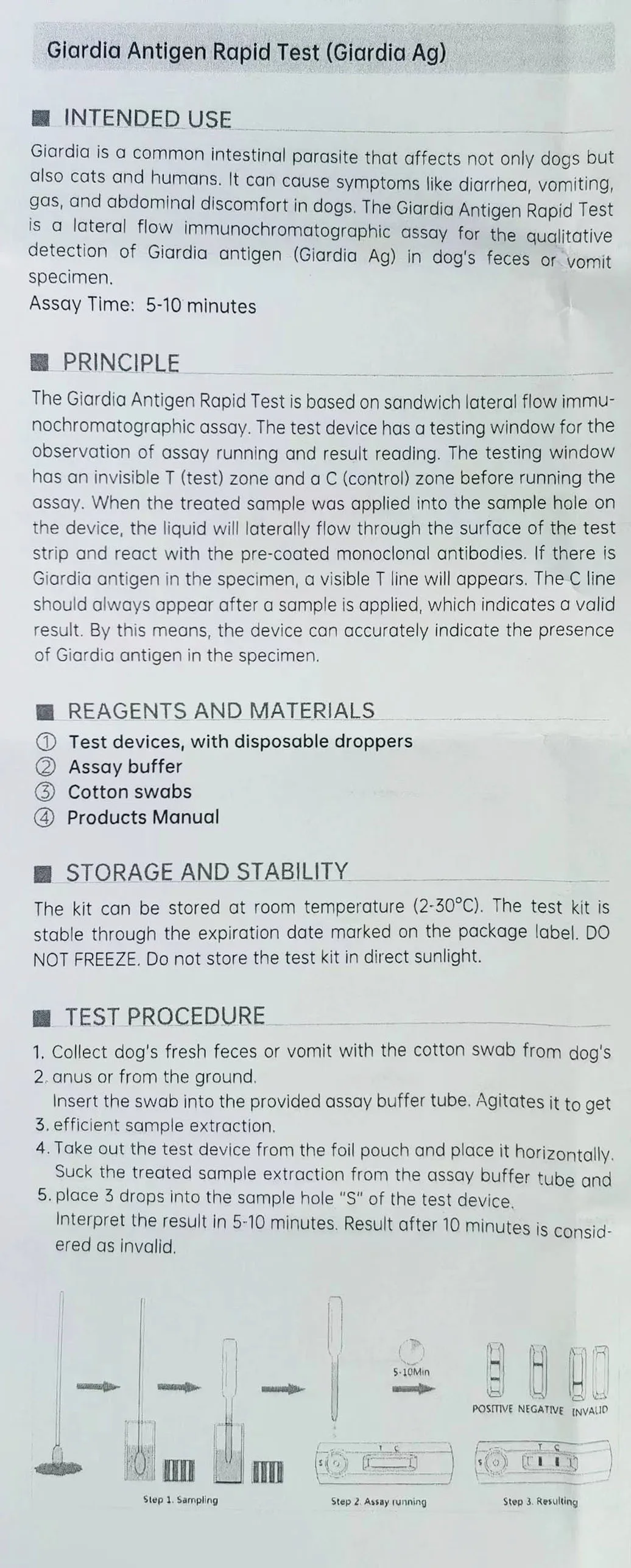 Canine Feline GIARDIA Ag Rapid Test Kit GIA Home Tests for Dogs & Cat 10 Pcs
