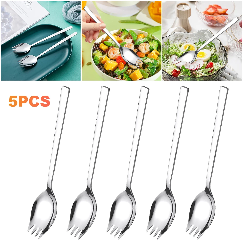 Stainless Steel Cutlery Set Spork 5/10/20Pcs Long Handle Portable