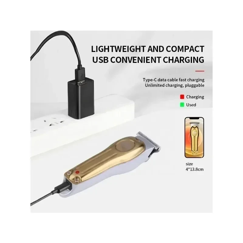 Wholesale Electric Gold Silver Color Trimmer Kemei KM-679 USB Charging Mini LCD Light Carving Scissors Hair Clipper_voghion.com