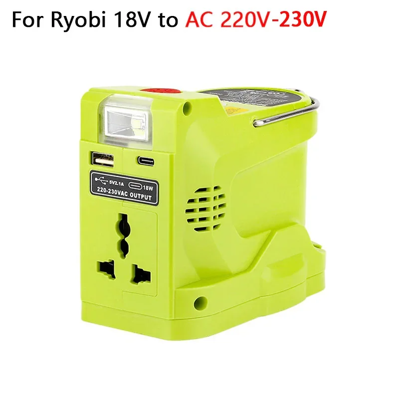 Ryobi 18V Lityum Pil için 200W Güç Çevirici Jeneratör, DC 18V - AC 120V 220V 280lm LED Işık ile Taşınabilir Güç İstasyonu