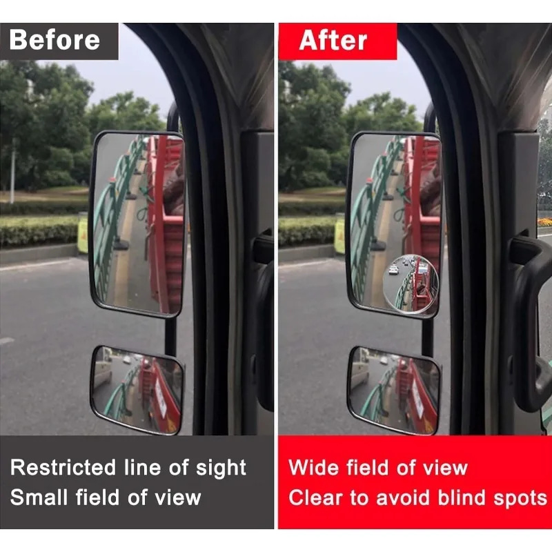 트럭 자동차용 사이드 미러 1개, 사각지대 미러, 원형 볼록 광각 방수  자동차 후방 미러 액세서리