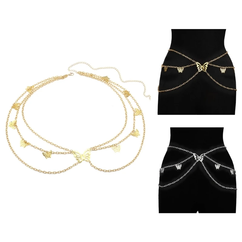 

Three Layer Butterfly Pendant Waist Chain Body Chain Nightclub Party Body Shinning Body Jewelry for Woman Teens Girl