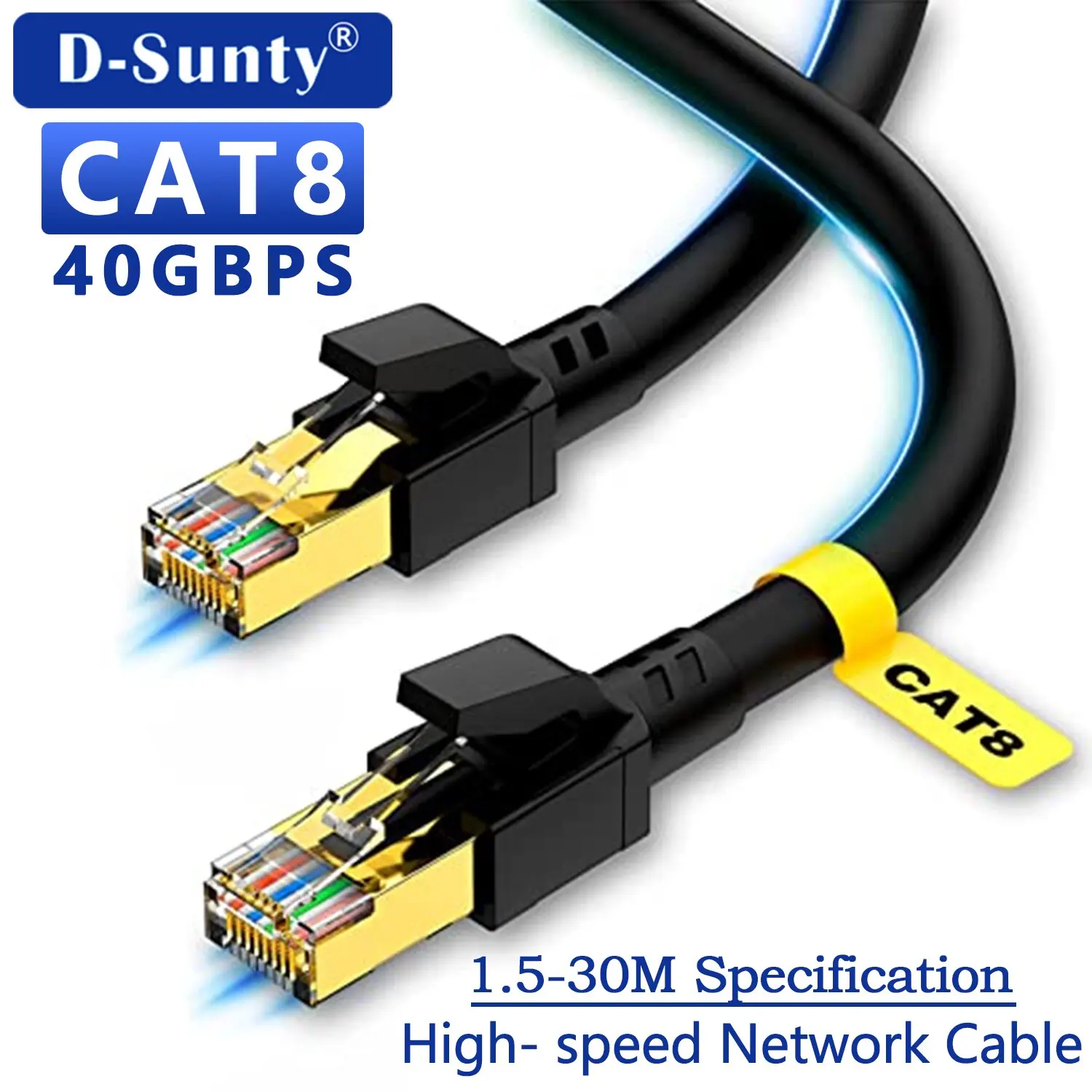 

Cat 8 Ethernet Cable Outdoor&Indoor Cables High Speed 26AWG Internet Cord 40Gbps 2000Mhz Ethernet Cable Cat 8